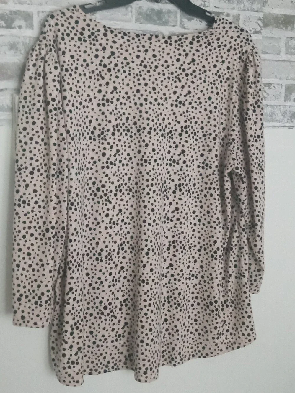 Adrianna Papell Pink  V-Neck Polka Dot Top